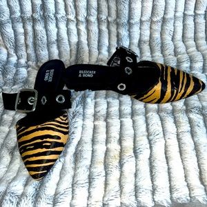 Bleeker & Bond tiger print mules! Real fur, leather straps. Great condition!